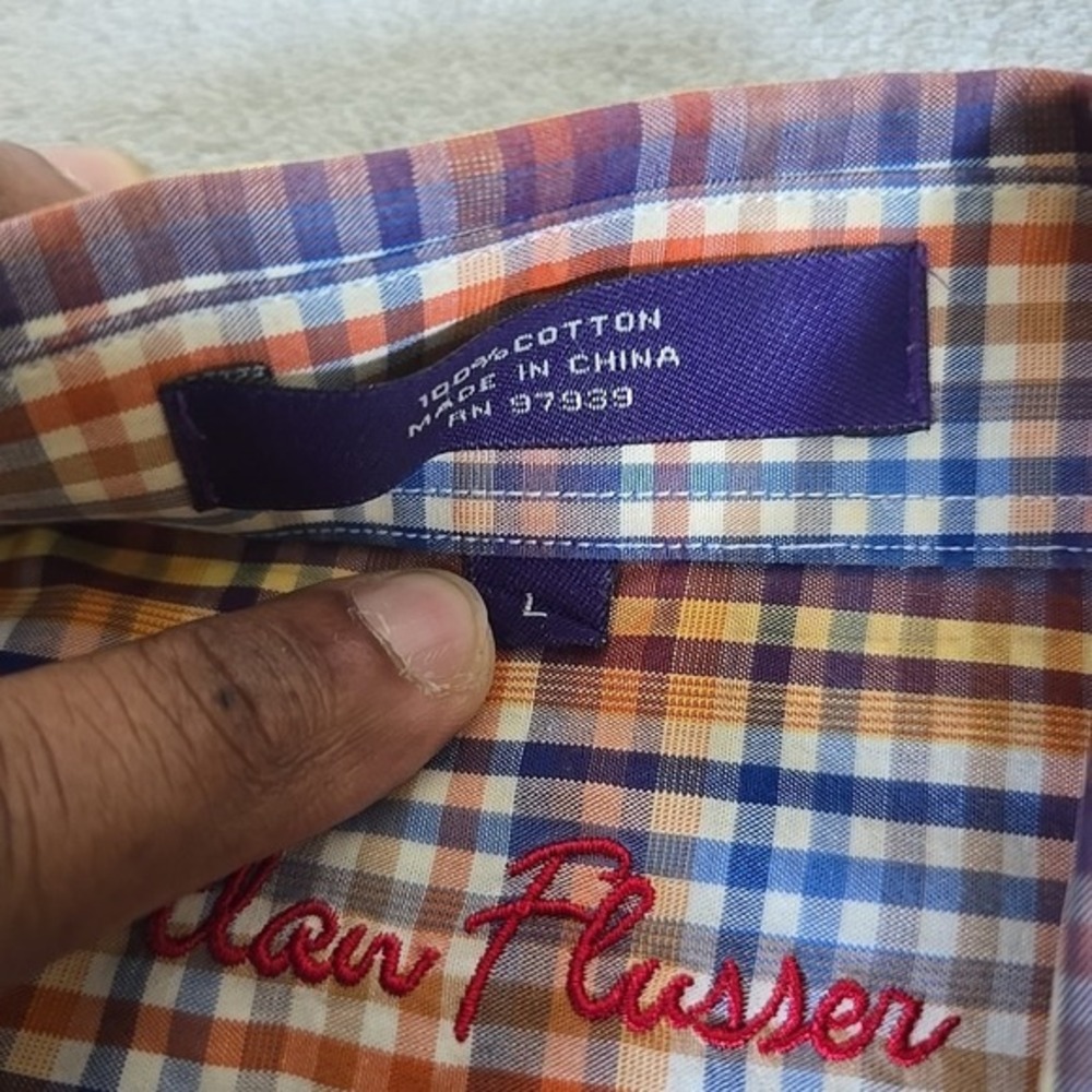 Alan Flusser Shirt Mens Large Multicolored Button Up Plaid Long Sleeve Casual - Picture 2 of 7